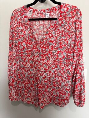 Old Navy Long Sleeve Floral Popover Blouse